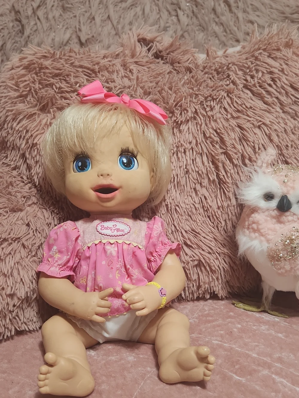 Vintage 2006 Soft Face Blonde Blue Eyes Baby Alive Still Works 16